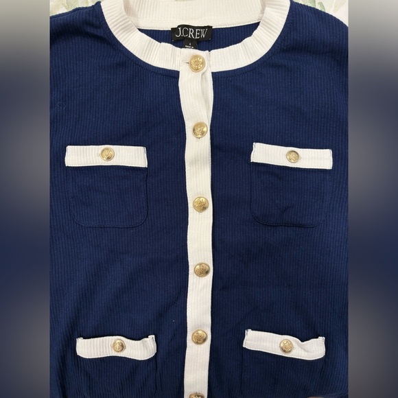 J. Crew Blue and White Women's Sweater - Picture 2 of 4